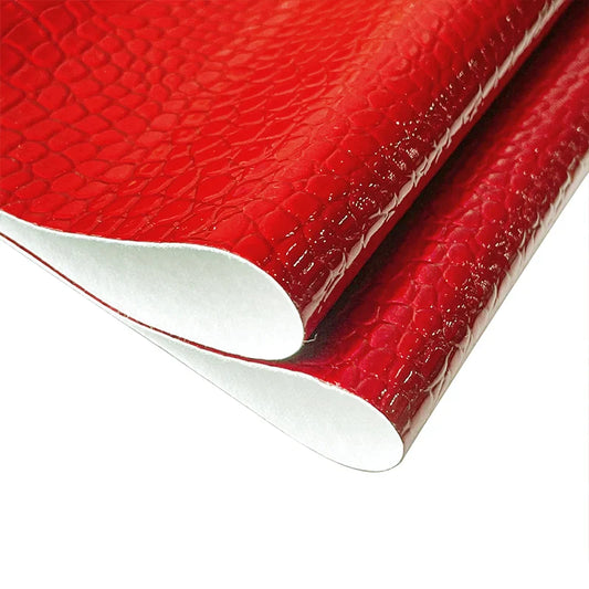 Patent Holographic Embossed Croc Vinyl  Red 45cm x 130 cm