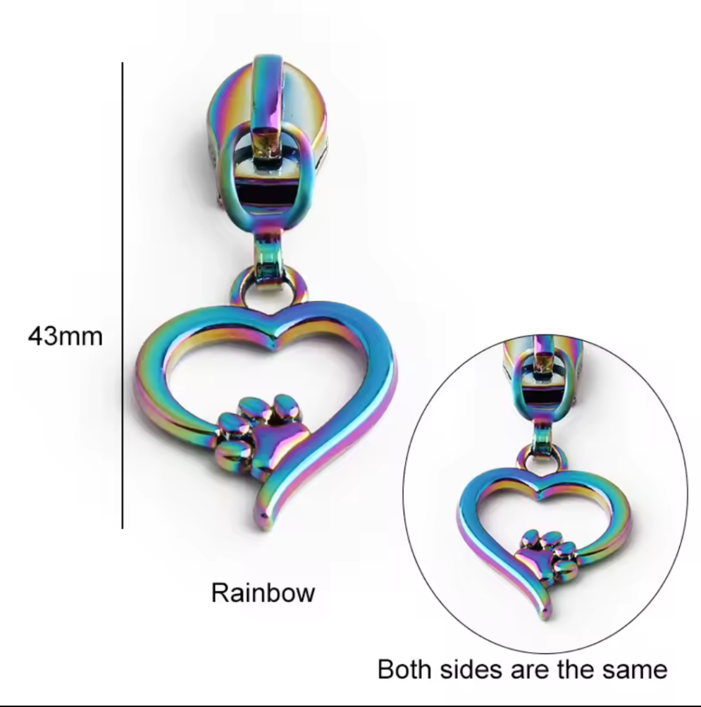 A Heart and a Paw - Rainbow - #5 Nylon Tape Zipper Pull