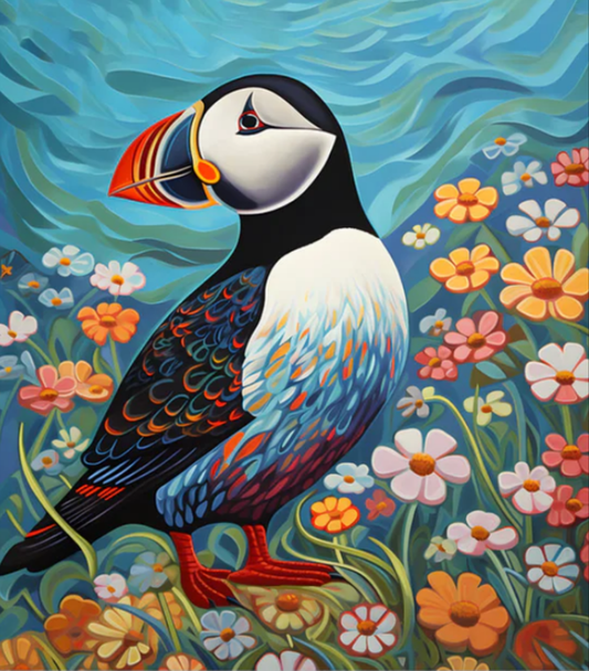 Bag Panel - Puffin - waterproof canvas - 40 x 45 cm