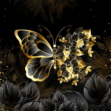 Black and Gold Butterfly - Bag Panel