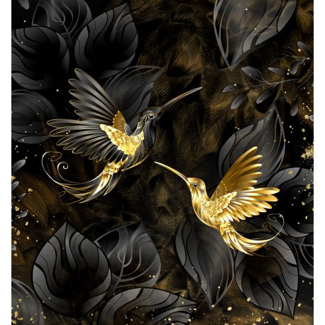 Black and Gold Hummingbirds - Bag Panel