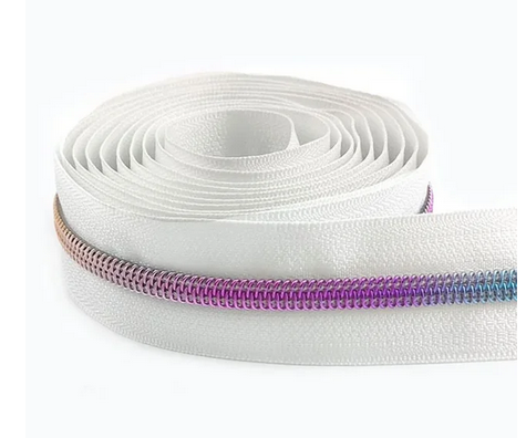 White -  Rainbow - #5 Nylon Zipper Tape - 90 cm