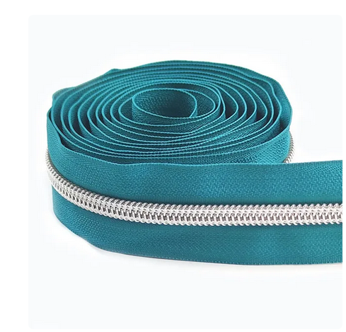 Teal - Silver teeth - #5 Nylon Zipper Tape