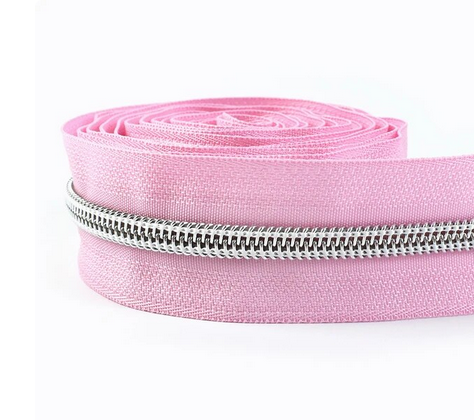 Light Pink - Silver teeth - #5 Nylon Zipper Tape