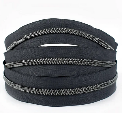 Black - Gunmetal teeth - #5 Nylon Zipper Tape