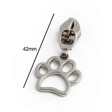 Paw print - Silver - #5 Nylon Tape Zipper Pull