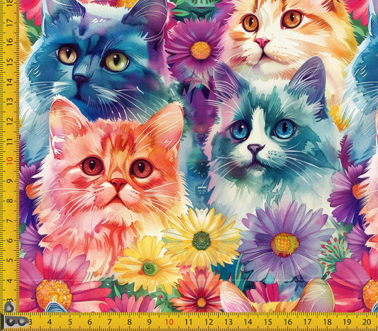 Waterproof Canvas  - Rainbow Cats- 50cm x 157 cm