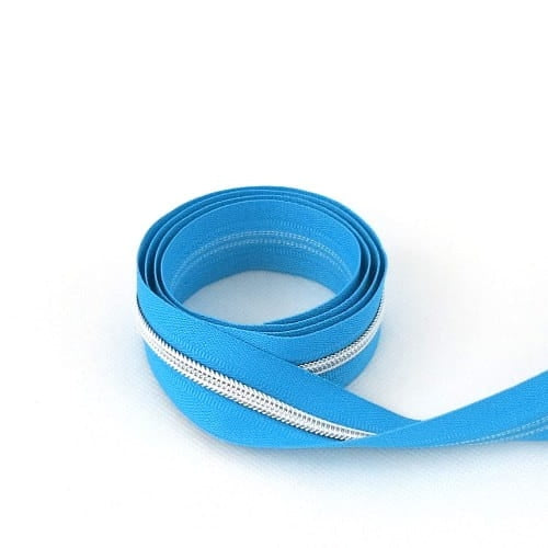 Turquoise - Silver teeth - #5 Nylon Zipper Tape x 1m