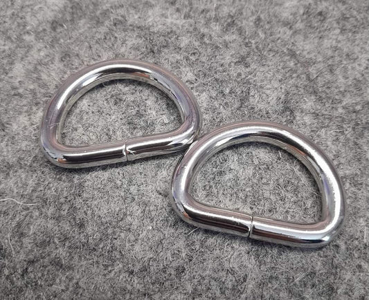 25mm chunky D rings silver /pair